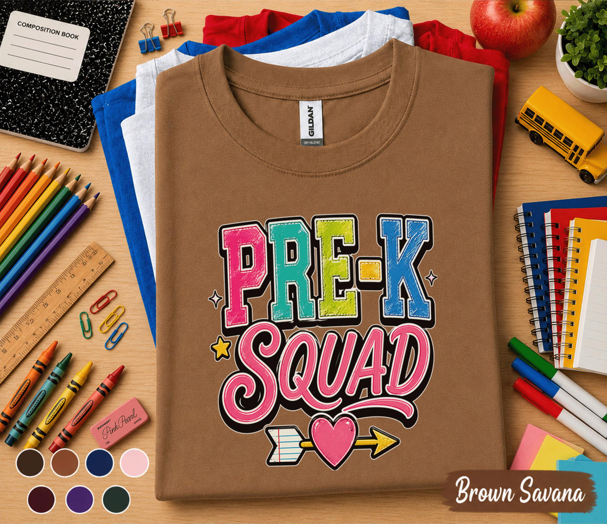 Pre-K Squad Shirt First Day of Pre K Shirt Group Back to School Kids Tee Preschool Matching Shirt Cute Toddler School Outfit Classroom Gift