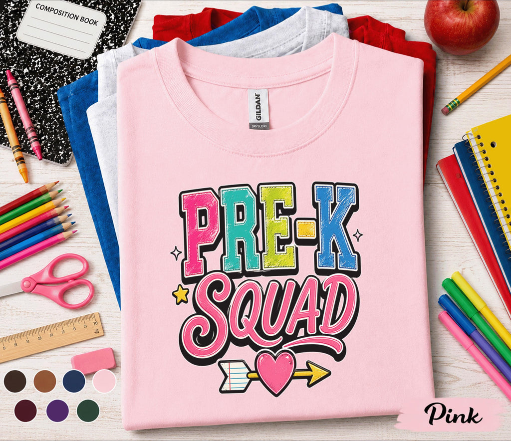 Pre-K Squad Shirt First Day of Pre K Shirt Group Back to School Kids Tee Preschool Matching Shirt Cute Toddler School Outfit Classroom Gift