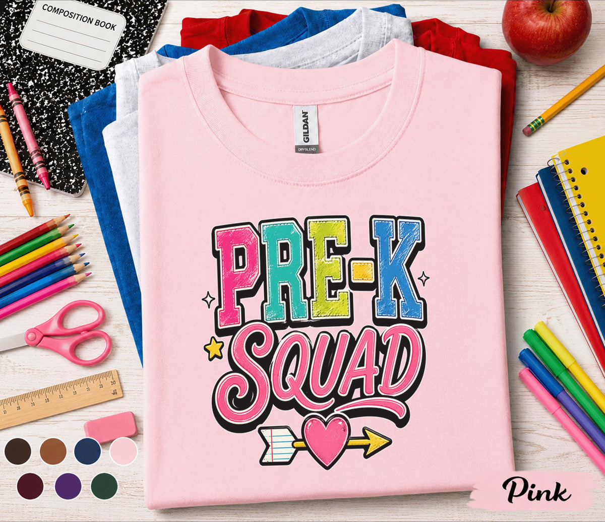 Pre-K Squad Shirt First Day of Pre K Shirt Group Back to School Kids Tee Preschool Matching Shirt Cute Toddler School Outfit Classroom Gift