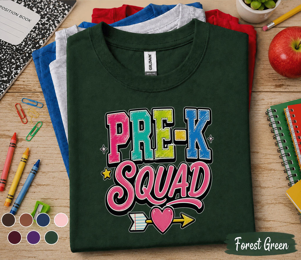Pre-K Squad Shirt First Day of Pre K Shirt Group Back to School Kids Tee Preschool Matching Shirt Cute Toddler School Outfit Classroom Gift