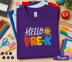 Hello Pre-K Shirt First Day of Pre-K Tee Teacher Back to School Preschool Shirt Toddler Student Outfit Kindergarten Prep Gift for Boys Girls