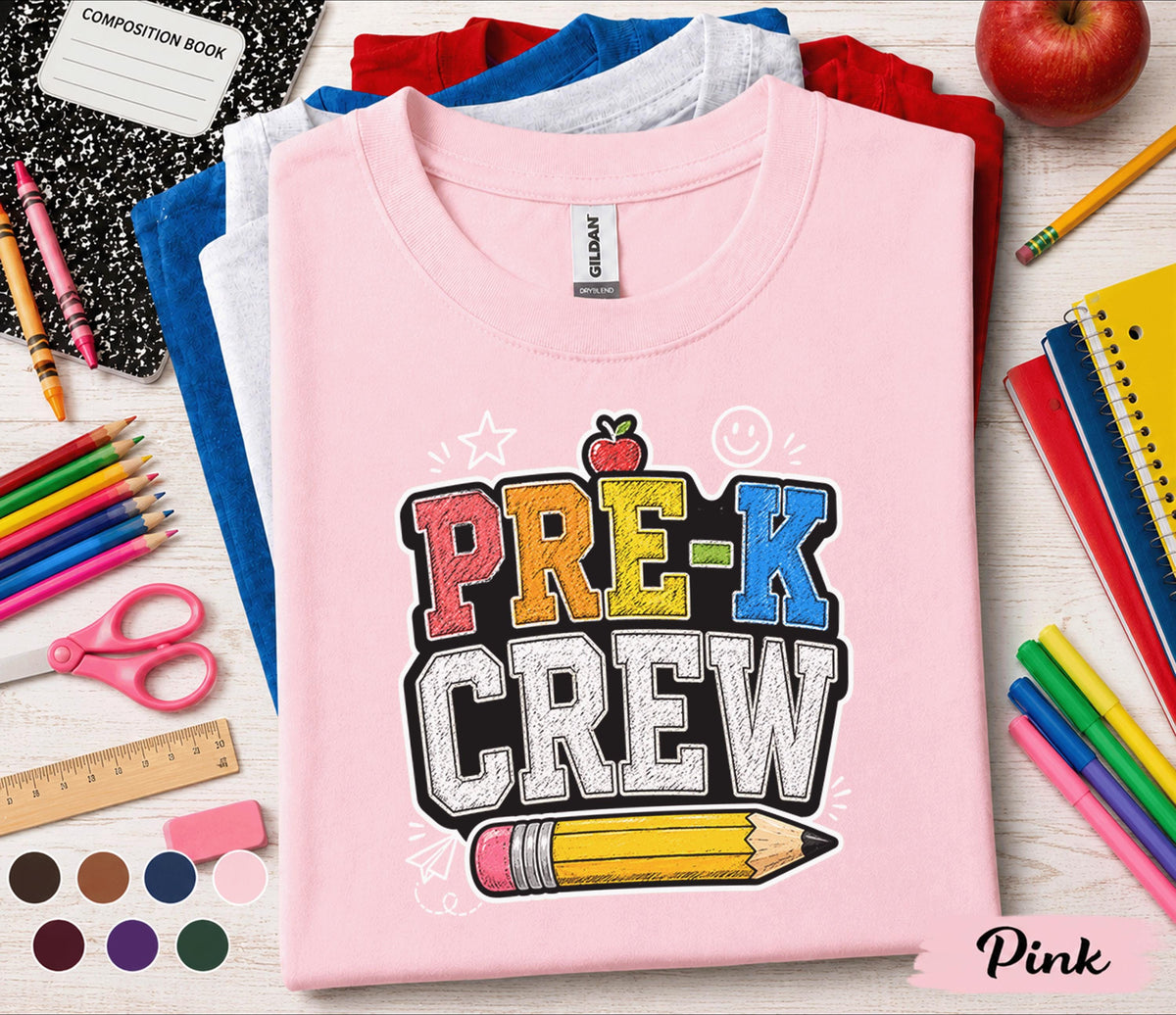 Group Pre-K Crew Shirt First Day of Pre-K Tee Matching Back to School Preschool Student Shirt Kids Classroom Outfit Gift for Boys Girls