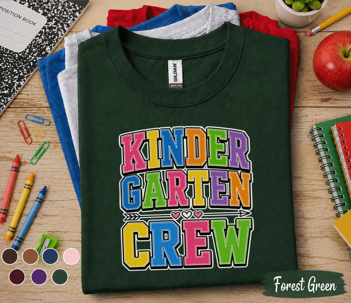 Kindergarten Crew Shirt Group Back to School Tee First Day of Kindergarten Teacher Student Class Matching Shirt Kids School Team Gift Idea