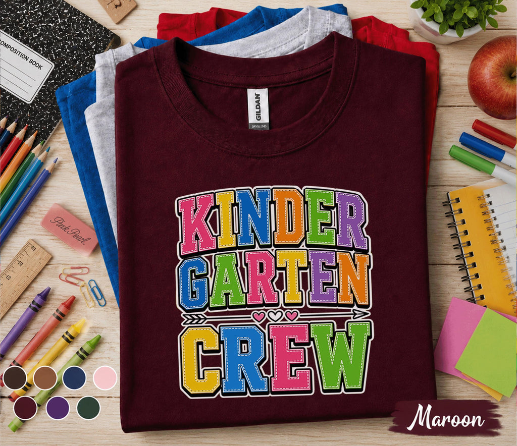 Kindergarten Crew Shirt Group Back to School Tee First Day of Kindergarten Teacher Student Class Matching Shirt Kids School Team Gift Idea