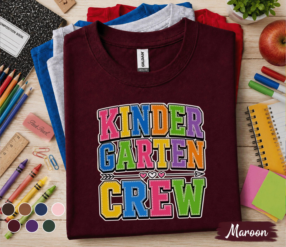 Kindergarten Crew Shirt Group Back to School Tee First Day of Kindergarten Teacher Student Class Matching Shirt Kids School Team Gift Idea