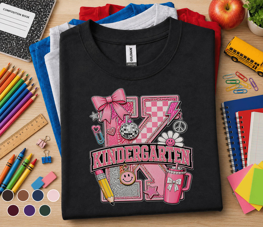 Kindergarten Coquette Bow Shirt Pink Back to School Tee First Day of Kindergarten Girl School Cute Student Gift Teach...