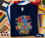 My 1st Day of Kindergarten Shirt First Day of School Tee Cute School Bus Apple Back to School Kids Student Outfit Kindergarten Gift