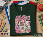 Hello Kindergarten Shirt First Day of School Tee Cute Pink Coquette Back to School Shirt for Girls Kindergarten Student Outfit Gift