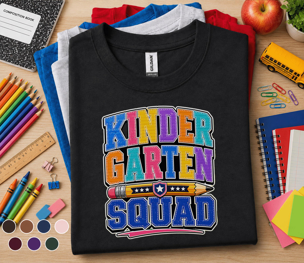 Kinder Garten Squad Shirt Colorful Back to School Tee First Day of Kindergarten Student Shirt Cute Kids School Outfit...