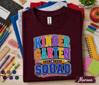 Kinder Garten Squad Shirt Colorful Back to School Tee First Day of Kindergarten Student Shirt Cute Kids School Outfit Gift for Boys Girls