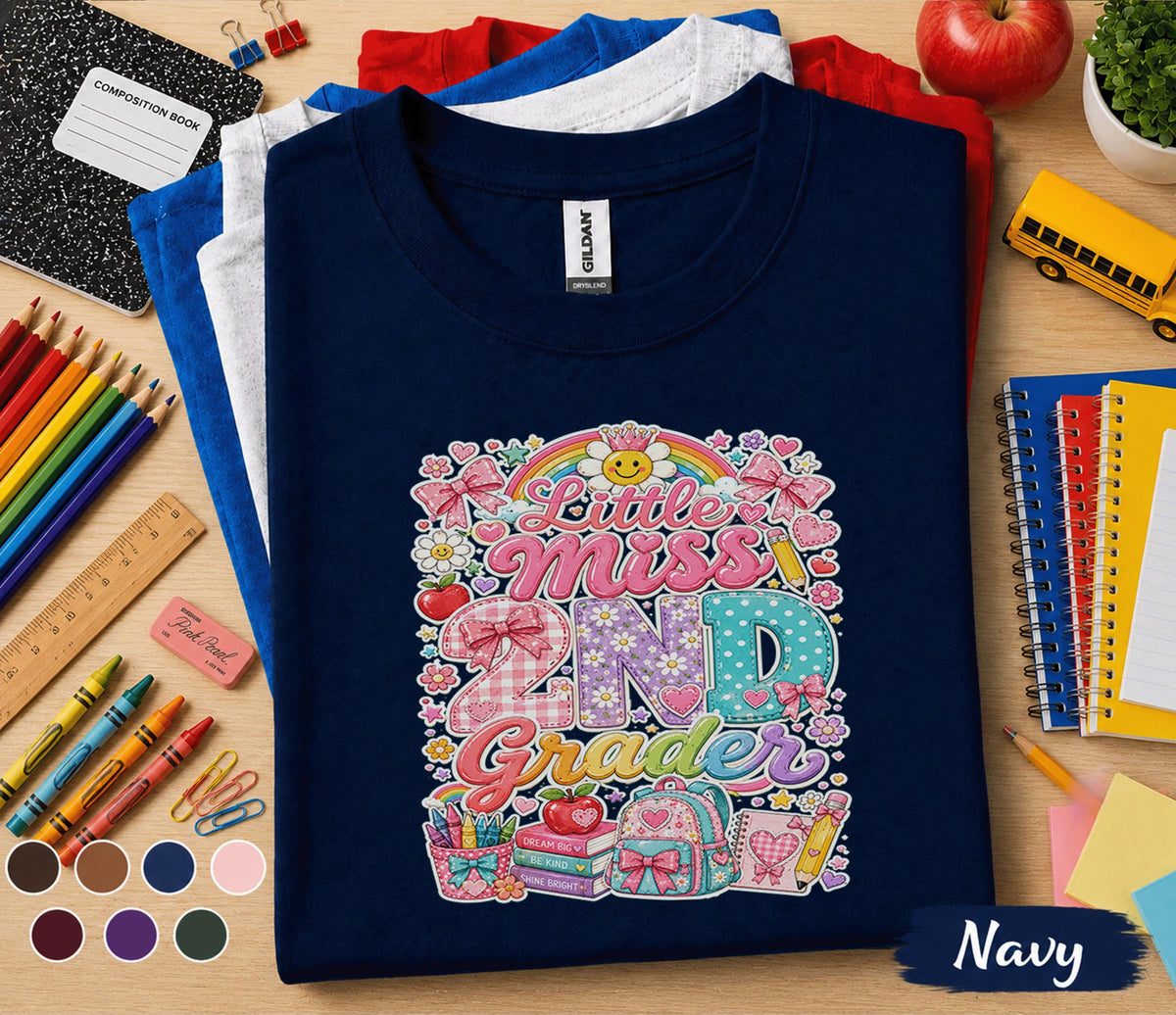 Little Miss 2nd Grader Shirt, Second Grade Back to School Shirt, First Day of 2nd Grade Tee, School Girl Outfit, Elementary Student Gift