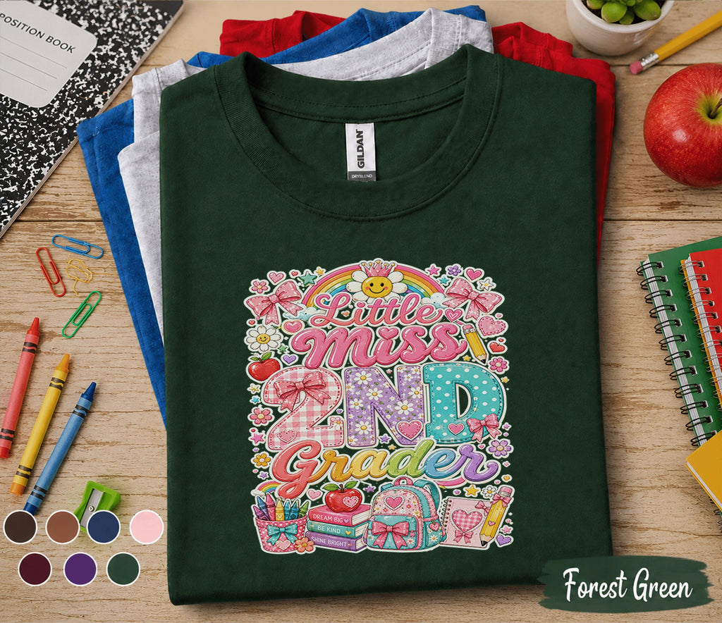 Little Miss 2nd Grader Shirt, Second Grade Back to School Shirt, First Day of 2nd Grade Tee, School Girl Outfit, Elementary Student Gift