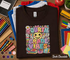 Fourth Grade Vibes Shirt, 4th Grade Teacher Shirt, Back to School Teacher Tee, Cute Smiley Classroom Shirt, Elementary School Teacher Gift