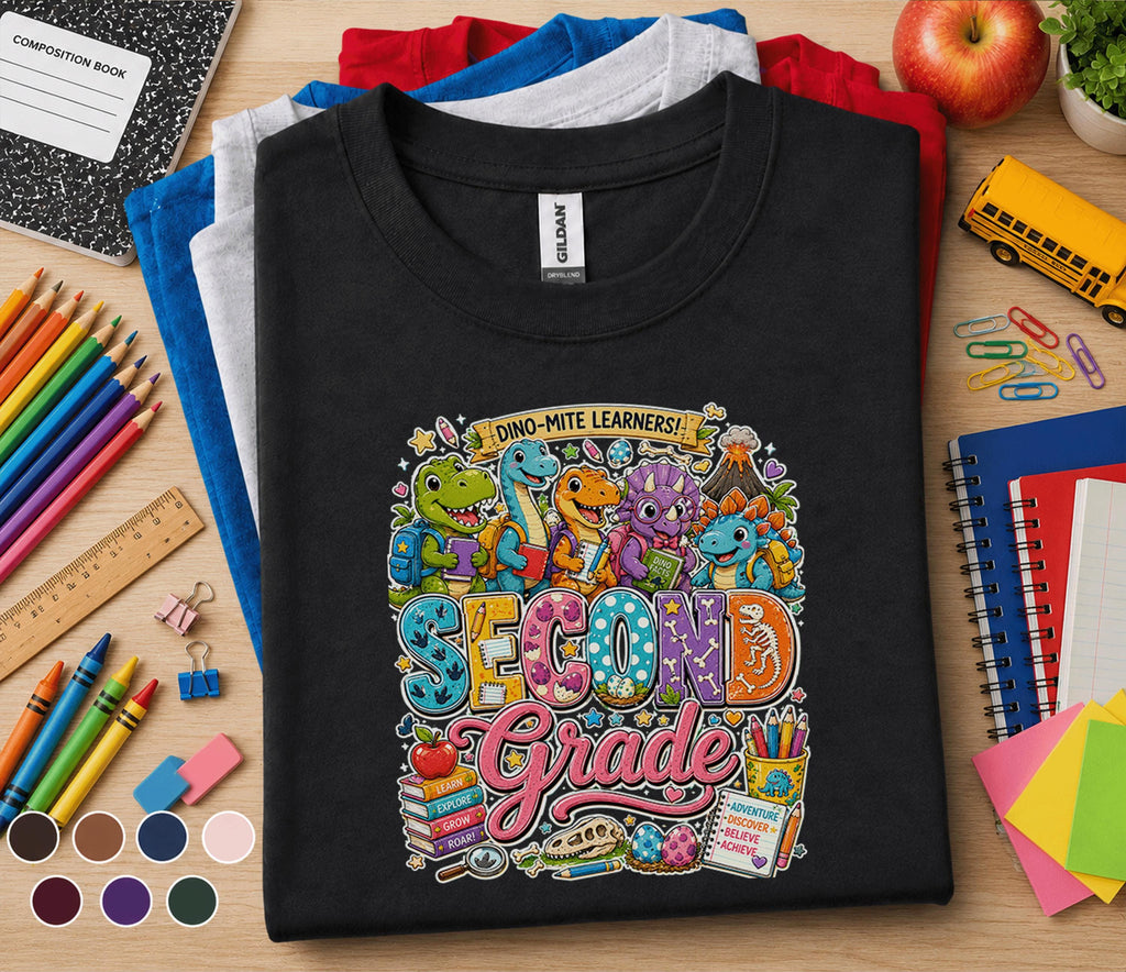 Second Grade Dinosaur Shirt, Dino Mite Learners Back to School Tee