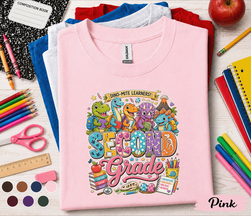 Second Grade Dinosaur Shirt, Dino Mite Learners Back to School Tee, 2nd Grade Student Shirt, Dinosaur School Shirt, First Day of School Gift