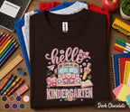Hello Kindergarten Shirt, First Day of Kindergarten Tee, Cute Pink School Bus Back to School Shirt, Kindergarten Girl Outfit, School Gift