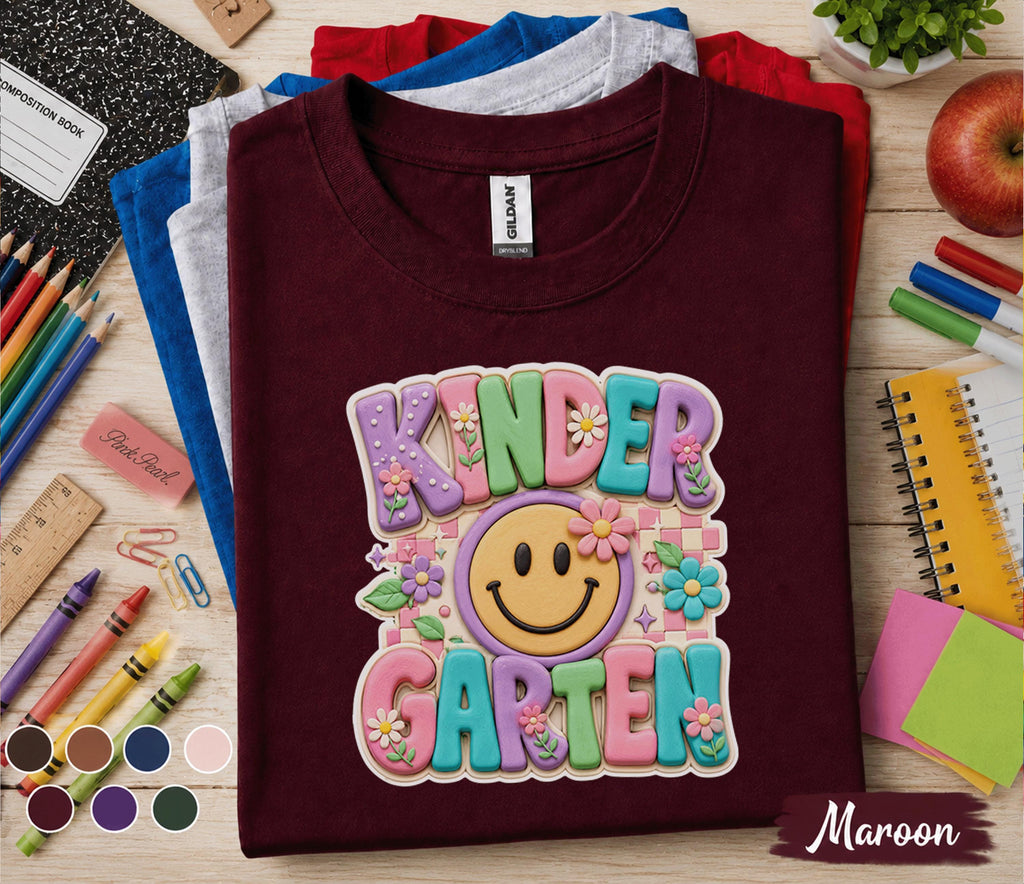 Kindergarten Shirt, Cute Floral Kindergarten Tee, First Day of Kindergarten Shirt, Back to School Kids Shirt, Teacher Student School Gift