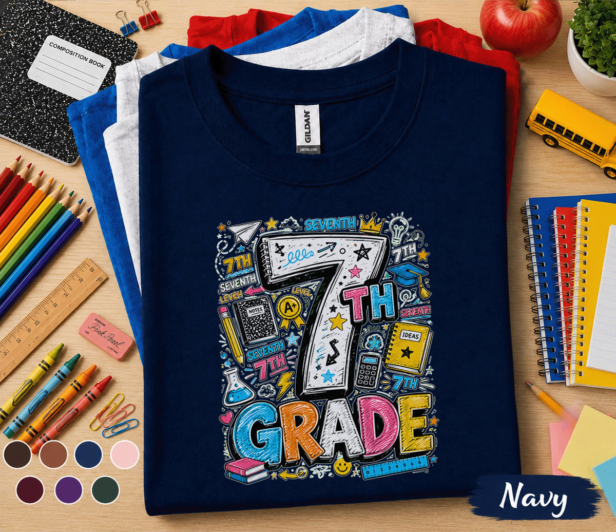 7th Grade Back to School Shirt, Seventh Grade Student Tee, First Day of 7th Grade Shirt, Middle School Outfit, Class Gift for Boys Girls