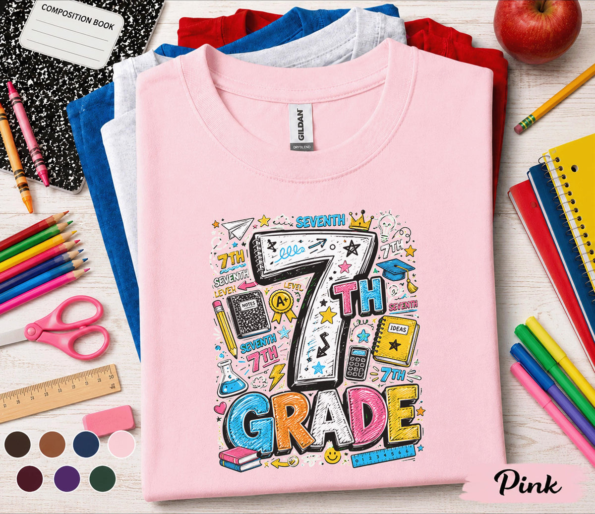 7th Grade Back to School Shirt, Seventh Grade Student Tee, First Day of 7th Grade Shirt, Middle School Outfit, Class Gift for Boys Girls