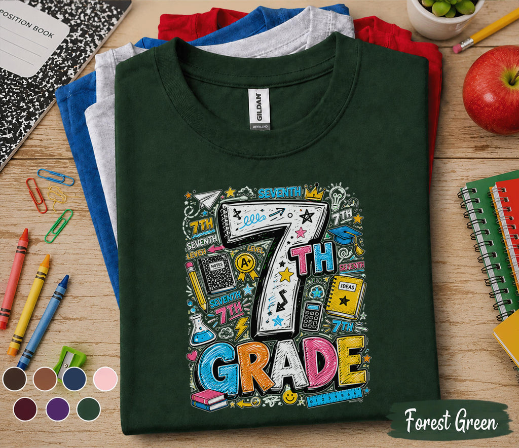 7th Grade Back to School Shirt, Seventh Grade Student Tee, First Day of 7th Grade Shirt, Middle School Outfit, Class Gift for Boys Girls