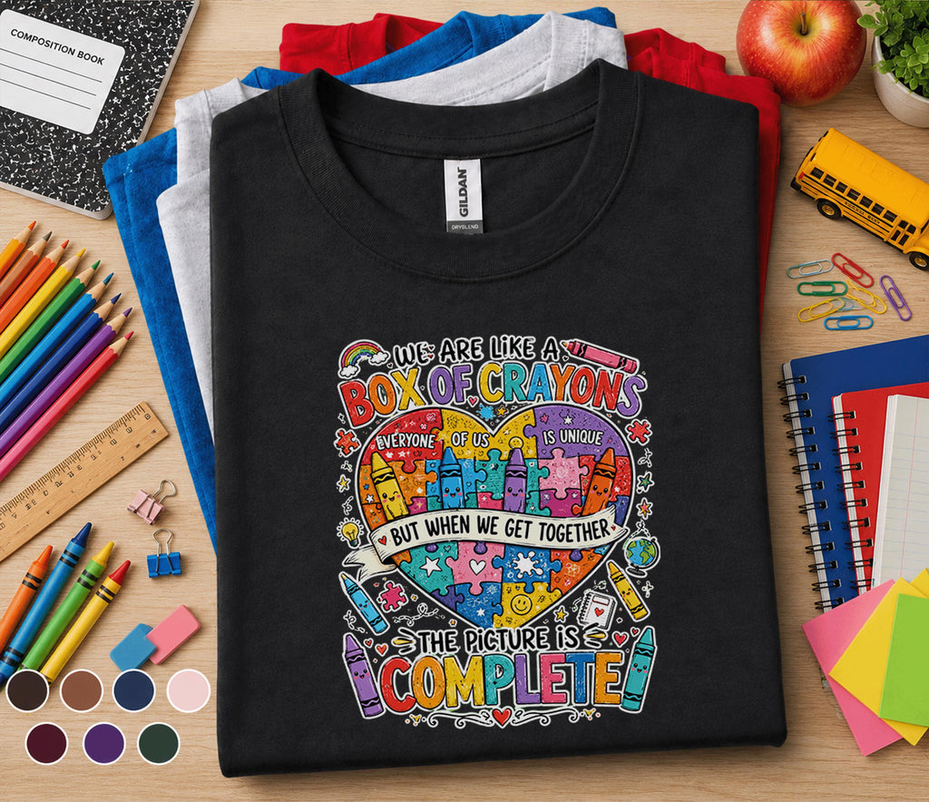 We Are Like a Box of Crayons Shirt, Teacher Classroom Unity Tee
