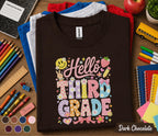 Hello Third Grade Shirt, 3rd Grade Back to School Tee, Cute First Day of Third Grade Shirt, Elementary Student Gift, Floral School Apparel