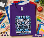 High School Level Unlocked Shirt, Gamer Back to School Tee, Video Game Controller Student Shirt, First Day High School Gift, Gaming School