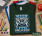 High School Level Unlocked Shirt, Gamer Back to School Tee, Video Game Controller Student Shirt, First Day High School Gift, Gaming School