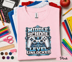 Middle School Level Unlocked Shirt, Gamer Back to School Tee, Video Game Controller School Shirt, First Day Middle School Gift