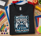 Middle School Level Unlocked Shirt, Gamer Back to School Tee