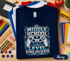 Middle School Level Unlocked Shirt, Gamer Back to School Tee, Video Game Controller School Shirt, First Day Middle School Gift