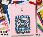 High School Level Unlocked Shirt, Gamer Back to School Tee, Video Game Controller Student Shirt, First Day High School Gift, Gaming School