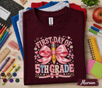 First Day of 5th Grade Shirt, Back to School Tee, Cute Fifth Grade Shirt, Girls School Outfit, Pink Pencil T-Shirt, First Day School Gift
