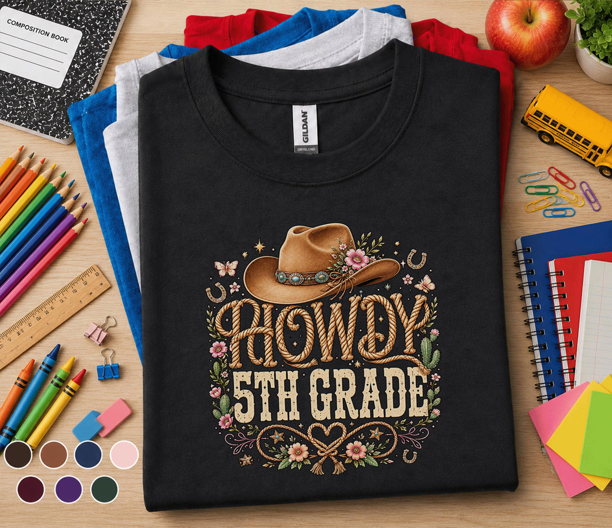 Howdy 5th Grade Shirt, Western Back to School Tee