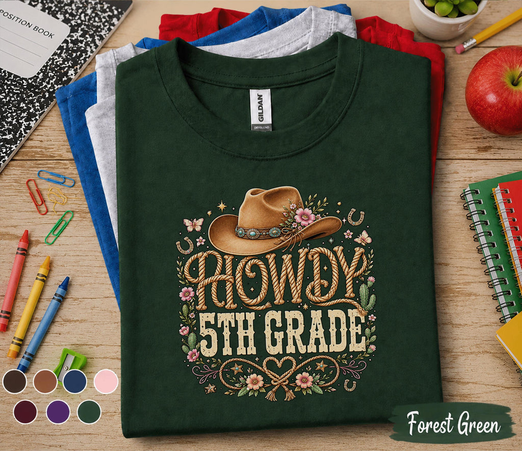 Howdy 5th Grade Shirt, Western Back to School Tee, Cowboy First Day of 5th Grade Shirt, Cute Cowgirl Shirt, Country School Outfit Gift Idea