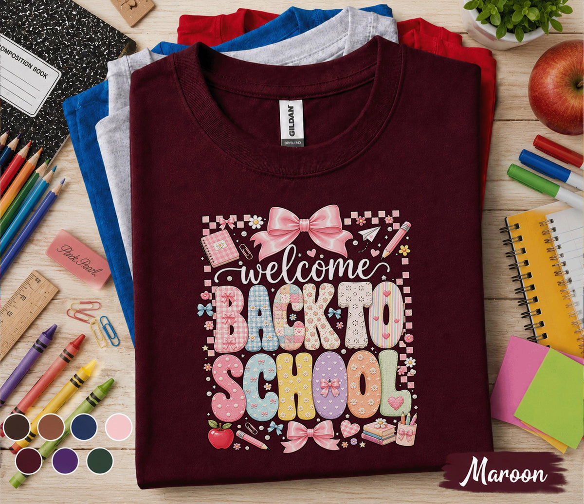Welcome Back to School Shirt, Coquette Teacher Shirt, Cute Back to School Tee, First Day of School Outfit, Teacher Appreciation Gift Tee