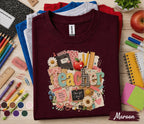 Teacher Shirt, Back to School Teacher Tee, Cute Classroom Shirt, Teacher Gift, Colorful School Supplies T-Shirt, Elementary Teacher Apparel