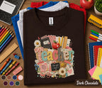 Teacher Shirt, Back to School Teacher Tee, Cute Classroom Shirt, Teacher Gift, Colorful School Supplies T-Shirt, Elementary Teacher Apparel