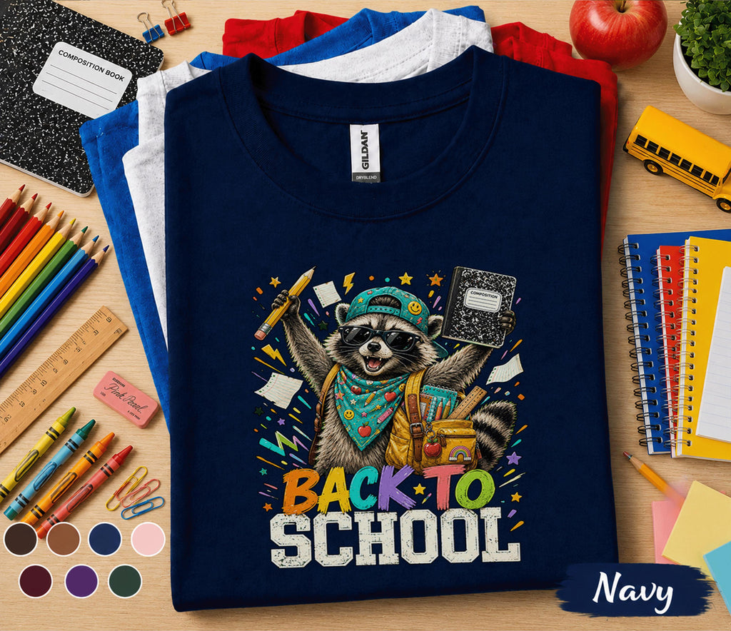 Back to School Raccoon Shirt, Cute Raccoon School Tee, Funny Student Back to School T-Shirt, First Day of School Gift, Teacher Student Gift