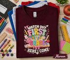 Watch Out First Grade Here I Come Shirt, First Grade Back to School Tee, First Day of School T-Shirt, Cute Student Gift