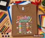 Teacher Things Shirt Coffee Books Smiles Apples Rainbows Tee, Cute Back to School Teacher T-Shirt, Teacher Appreciation Gift Educators
