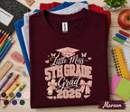 Little Miss 5th Grade Grad 2026 Shirt, Pink Bow Graduation Cap Tee, Girl Back to School Fifth Grade Graduate Gift, Cute Coquette Shirt