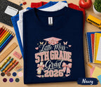 Little Miss 5th Grade Grad 2026 Shirt, Pink Bow Graduation Cap Tee, Girl Back to School Fifth Grade Graduate Gift, Cute Coquette Shirt