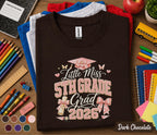 Little Miss 5th Grade Grad 2026 Shirt, Pink Bow Graduation Cap Tee, Girl Back to School Fifth Grade Graduate Gift, Cute Coquette Shirt