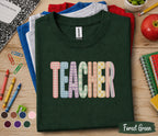 Gift Teacher Shirt Pastel Gingham Lettering Tee, Cute Back to School Teacher Gift, First Day of School Shirt, Colorful Teacher Appreciation