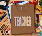 Gift Teacher Shirt Pastel Gingham Lettering Tee, Cute Back to School Teacher Gift, First Day of School Shirt, Colorful Teacher Appreciation