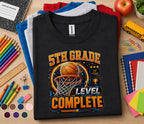 5th Grade Level Complete Basketball Shirt, Gamer Back to School Tee