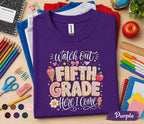 Watch Out Fifth Grade Here I Come Shirt, First Day of 5th Grade Tee, Cute Back to School Student Gift, Sweet Cookie Letter School Shirt