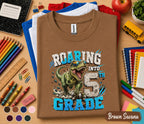 Roaring Into 5th Grade Shirt, Dinosaur Back to School Tee, Cool T-Rex First Day of School Shirt, Fifth Grade Student Gift, Boys Dino Outfit