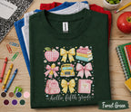 Hello Fifth Grade Shirt, Cute Coquette Back to School Tee, Pink Bow School Bus Apple Backpack, First Day of 5th Grade Student Gift Shirt